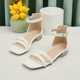thumbnail image 2 of Pearl Dressy Sandals for Girls 2025 Wedding Birthday Summer White Sparkly Low Heels Dress Princess Sandals, 2 of 5
