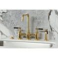 thumbnail image 2 of Kingston Brass KS8287CKLBS Kaiser Two-Handle 4-Hole Deck Mount Bridge Kitchen Faucet with Brass Side Sprayer in Brushed Brass, 2 of 8