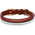 thumbnail image 2 of OOPSDOGGY Rolled Leather Dog Collar Reflective Soft Padded Pet Collar for Small Medium Large Breed Dogs Adjustable, Brown, 2 of 6