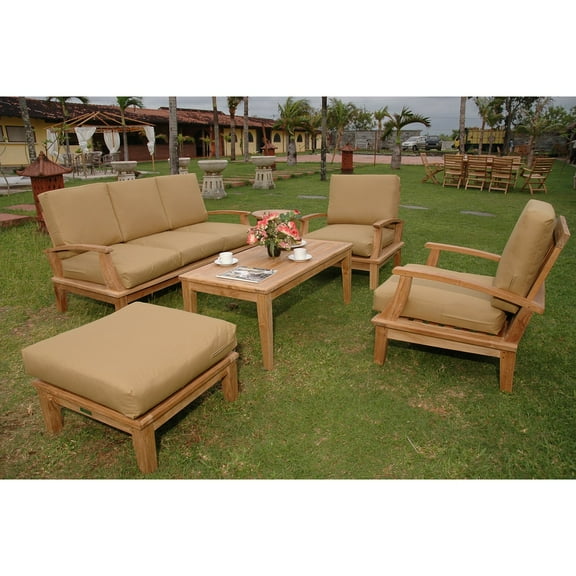 Anderson Teak Brianna Wooden 5 Piece Sofa Patio Conversation Set