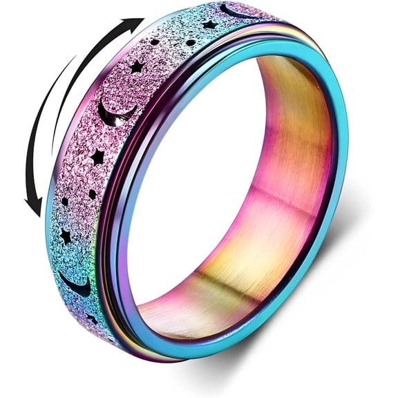 DESIGNICE Stainless Steel Fidget Rings for Anxiety Spinner Ring 6Mm Rose Gold Thumb Ring Fidget Ring Size 5-9