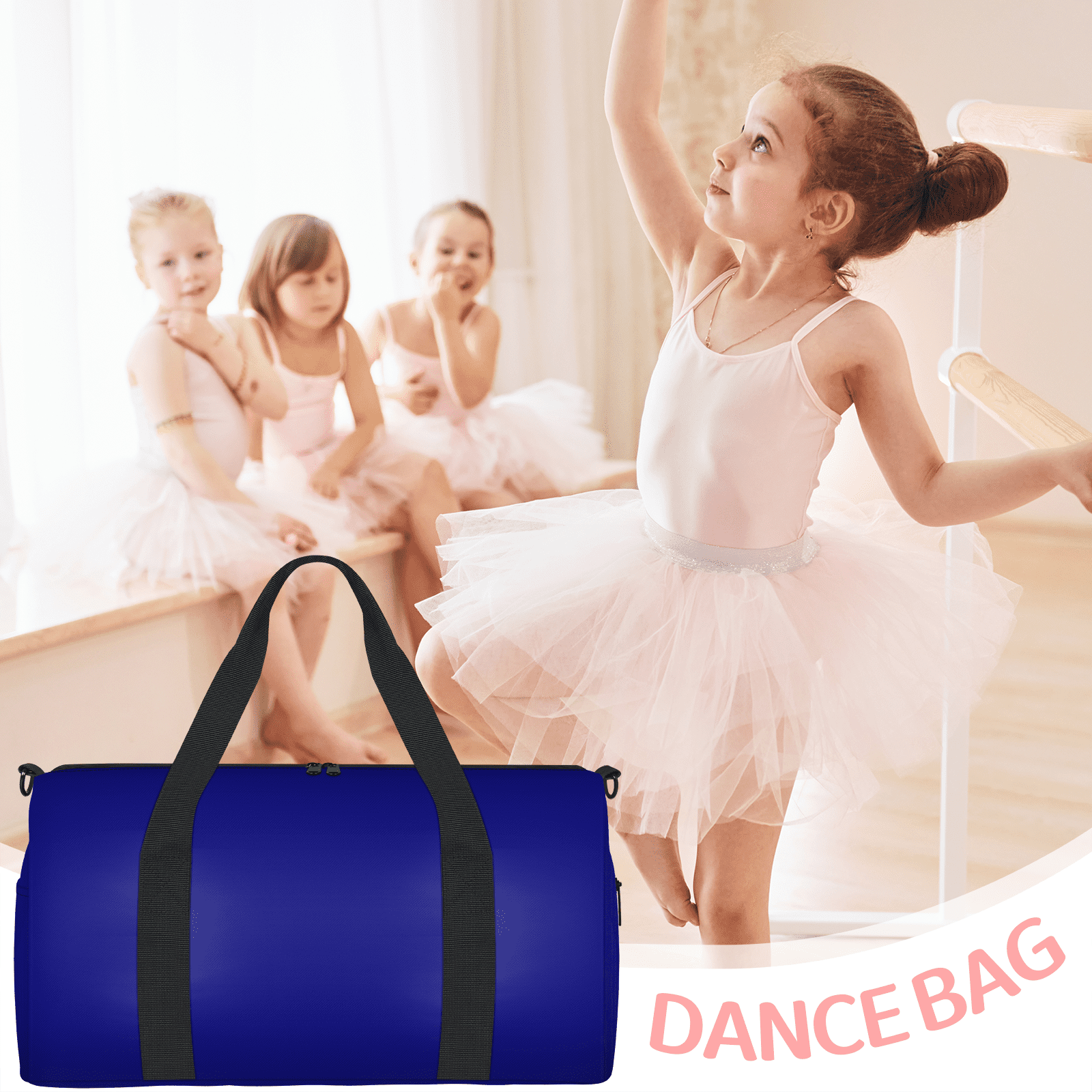 Herdesigns Navy Blue Travel Duffle Bag Sports Yoga Weekender Overnight Carry on Workout Bags Lightweight Waterproof Gym Tote Bag for Women