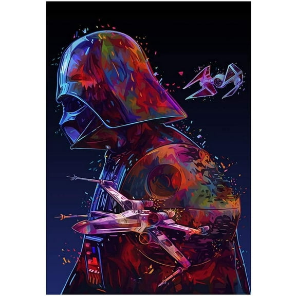 DIY 5D Darth Vader Diamond Painting Kits for Adults and Kids,Anime Cartoon Round Diamond Game Art Full Drill Kit Dotz for Home Wall Decor (12x16inch)
