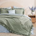 thumbnail image 7 of Full Comforter Set - 7 Pieces Ruffle Sage Green Bedding Sets, Shabby Chic Farmhouse Bed in a Bag Full with Ruffle Comforter, Floral Sheets, Pillowcases & Shams, 7 of 7
