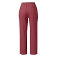 thumbnail image 4 of Womens Casual Linen High Waist Pants Drawstring Loose Fit Summer Pants Trousers with Side Pockets Red M, 4 of 4