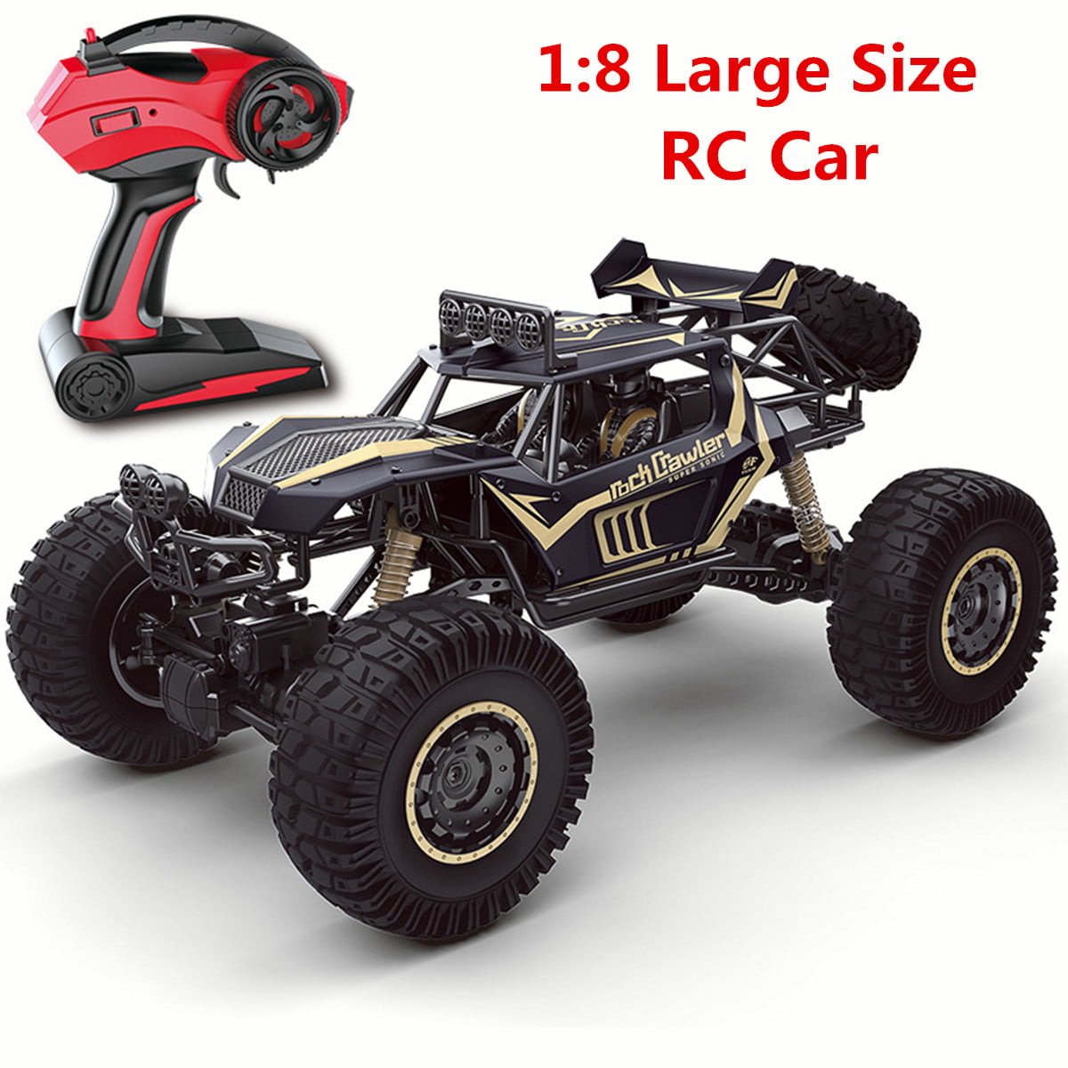 Black 1:14 Scale RC Car High Speed 25 KM/h All Terrains Electric Toy Off Road RC Monster Truck Crawler with 2 Rechargeable Batteries for Boys Kids and Adults Tecnock Remote Control Cars
