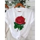 thumbnail image 2 of Camiseta de mujer con estampado de rosas, regalo de San Valentín, informal, a la moda, cómoda, suave, deportiva, para uso diario, al aire libre, transpirable, cuello redondo, manga corta., 2 of 6