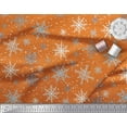 thumbnail image 3 of Soimoi Orange Japan Crepe Satin Fabric Snow Flakes & Star Fabric Prints By Yard 42 Inch Wide, 3 of 3