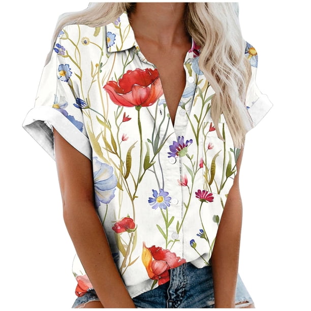 Mujeres Pantalones Cortos Impresos Blusas de Manga Corta Y Top Regular, Vestido de Moda de Verano Casual para Mujeres