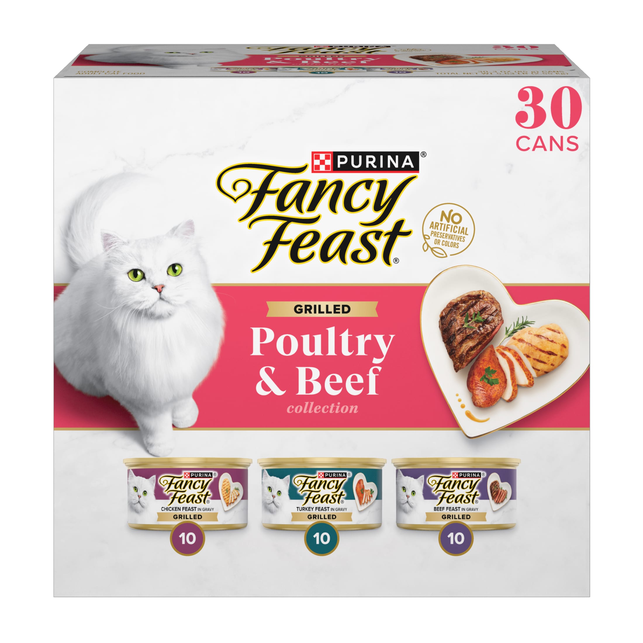 Fancy Feast Grilled Poultry & Beef Variety Pack Wet Cat Food, 30-Count photo 1