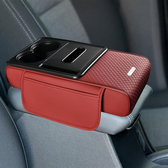DYNWAVECA Car Armrest Box Mat Auto Interior Accessories Arm Rest Storage Box Console Organizer Car Organizer Front Seat for Trucks red