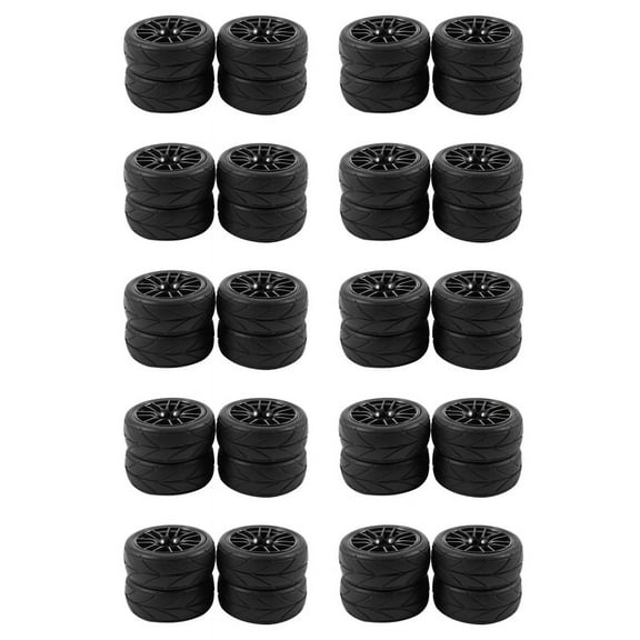 40Pcs 1/10 Rubber Tire Rc Racing Car Tires on Road Wheel Rim Fit for 9068-6081 Rc Car Part