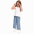 thumbnail image 6 of HCNTES Little Girls Summer 2 Piece Outfits Kids Short Sleeve Tops Wide Leg Pants Clothing Sets 3T 4T 5T 6T 7T Kids Girls School Outfits Set(F02-White,3-4 Years), 6 of 8