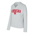 thumbnail image 2 of Men's Concepts Sport  White/Gray Nebraska Huskers French Terry Striped V-Neck Pullover Hoodie, 2 of 3