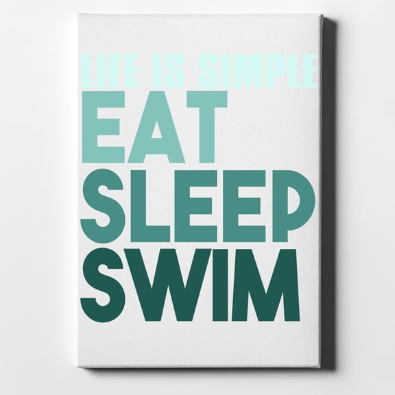 Life Is Simple Eat Sleep Swim - 11" x 14" - Decorative Canvas Wall Art - White Edge - 5/8" Gallery Wrapped