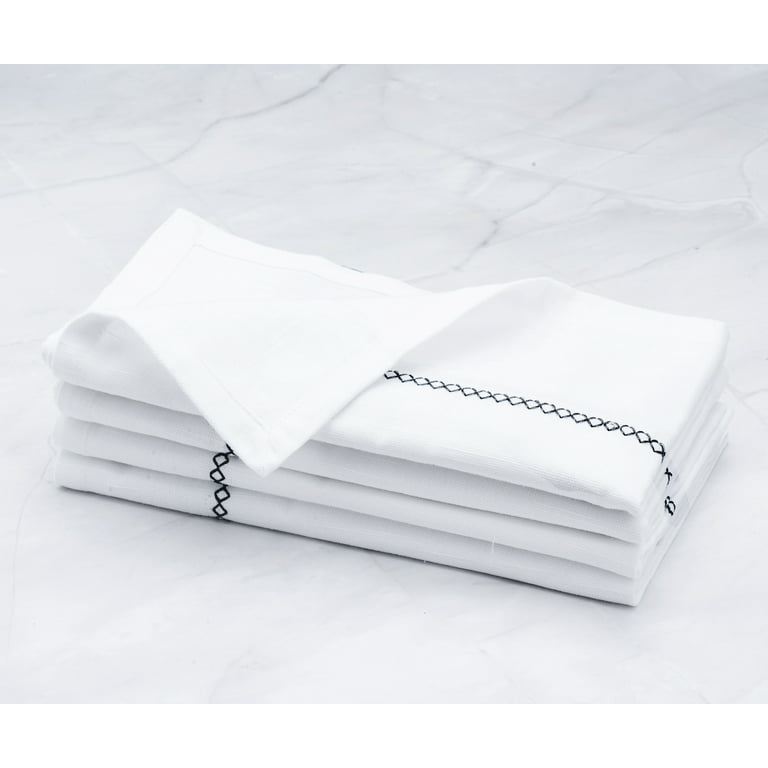 White Cloth Napkins 20 x 20 Inch Set of 4, Washable Jacquard Damask Table  Napkin for Kitchen Dining, Party, Wedding, Holiday (Square 20 x 20 Inch, 4