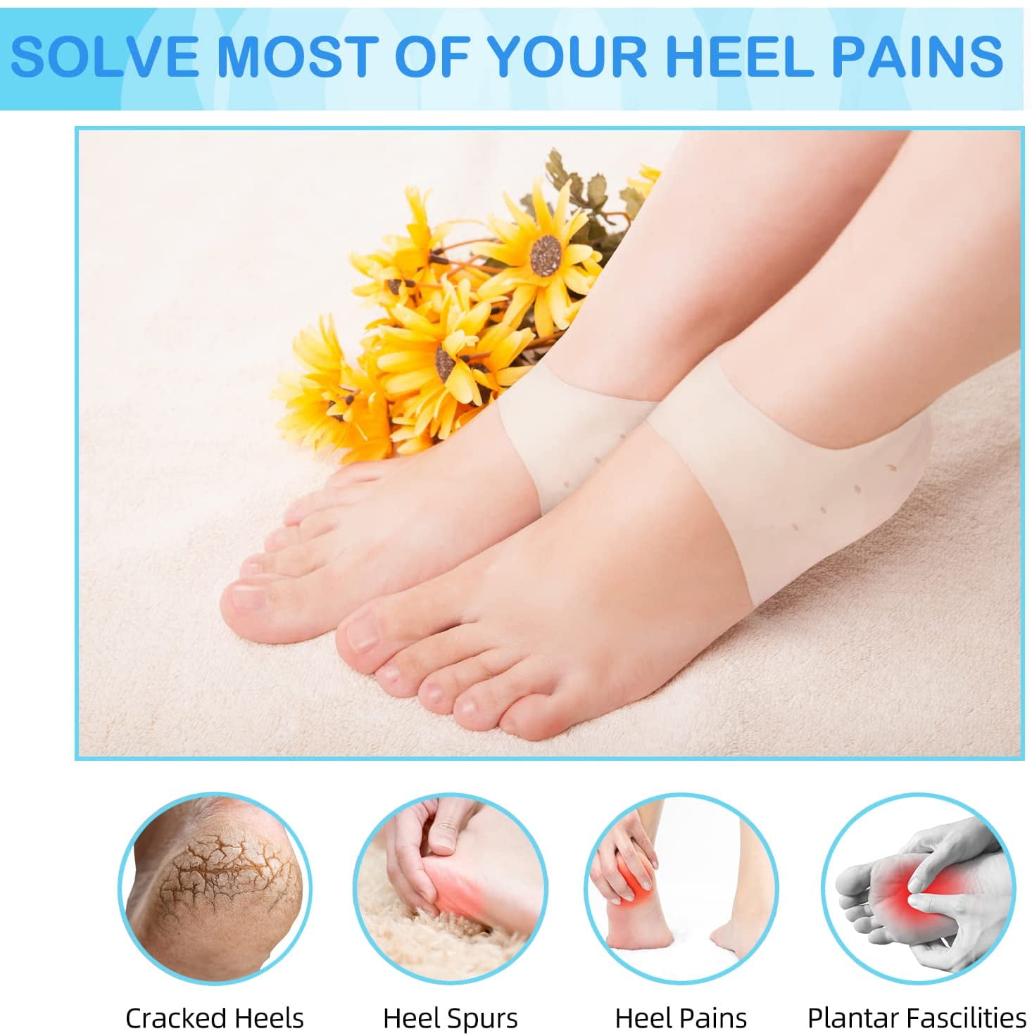 Gel Heel Protectors Pain and Cracked Heels Relief Blister Prevention Heel  Socks | eBay