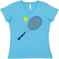 thumbnail image 3 of Inktastic Blue Tennis Racket and Ball Women's V-Neck T-Shirt, 3 of 5