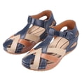 thumbnail image 6 of Bibifish Womens Wedge Ankle Strap Sandals Two Tone Closed Toe Side Cutout Adjustable Strap Open Side Summer Outdoor Casual Ladies Sandals, 6 of 8