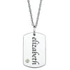Personalized Planet Name and Birthstone Sterling Silver Tag Pendant, 20"