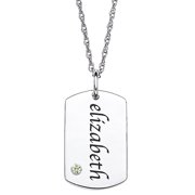 Personalized Planet Name and Birthstone Sterling Silver Tag Pendant, 20"