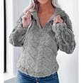 thumbnail image 5 of GigrtiJin Women's Oversized Plush Thick Warm Jackets Long Sleeves 1/4 Zipper Lapel Fleece Solid Color Loose Tops, 5 of 5