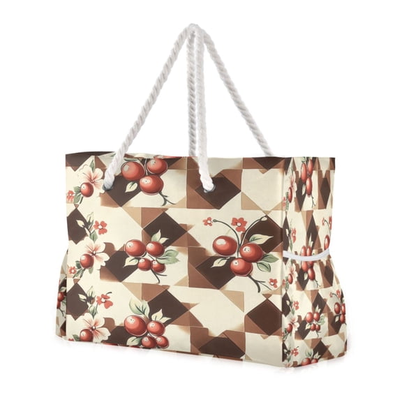 DIXRUYEE Beach Cooler Travel Tote Bags Beach Bag Fashion Berry Blossom Medley Printed