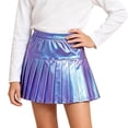 thumbnail image 5 of Girls Cosplay Skirts Holographic Metallic Pleated Mini Skirt Shiny High Waist A-Line Skort For Party Performance, 5 of 8
