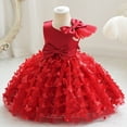 thumbnail image 3 of vastwit Baby Girls Butterfly Dress Single Shoulder Princess Party Tulle Birthday Tutu Prom Gown with Headband Red-A 120, 3 of 7