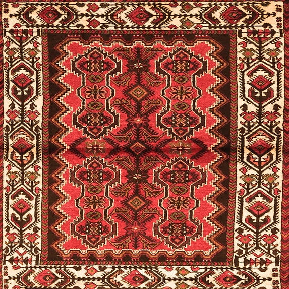 Ahgly Company Indoor Square Persian Orange Traditional Area Rugs, 4' Square