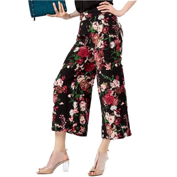 Pink Womens Floral Print Wide-Leg Dress Pants 8