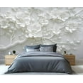 thumbnail image 3 of Relief White Flowers 3D Wallpaper, Stereo Floral Branches Photo Wallpaper, Nordic Modern Luxury Art Wall Mural Decoration For Home Decor Living Room Bedroom 55"W x 28"H (Not Peel and Stick), 3 of 6