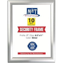 M&T Displays Security Snap Poster Frame 8.5x11 Silver Aluminum Photo Document Sign Holder (10 pack)