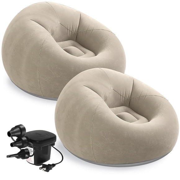 2 Pcs Bean Bag Chairs for Adults,Inflatable Chairs Lazy Sofa Lounger with Electric Air Pump,Folding Portable Blow up Couch for Ou