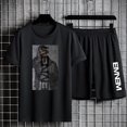 thumbnail image 1 of Conjuntos de dos piezas con estampado de Eminem para hombre, camiseta de manga corta, pantalones cortos, traje deportivo informal de talla grande, Conjunto de camiseta de Hip Hop para mujer, Verano, 1 of 4