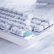 ATTACK SHARK X68 HE 60% Wired Mechanical Gaming Keyboard, Rapid Trigger, Adjustable Actuation, Hall Effect Magnetic Switches, 8KHz Polling Rate, RGB Backlit, PC/Mac Compatible, White Contours