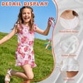 thumbnail image 5 of ZIATUBLE4S Pink Hibiscus Flower Print Girls Summer Playsuit Button Front One-Piece Short Jumpsuit Ruffle Trim Big Kids Casual Romper with Pockets for 11-12 Y, 5 of 6