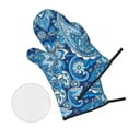 thumbnail image 2 of LAKIMCT Blue Floral Pattern Oven Mitts and Pot Holders Sets Non-Slip Potholders Heat Resistant Oven Gloves for Kitchen Baking Cooking BBQ, 4-Piece Set, 2 of 9
