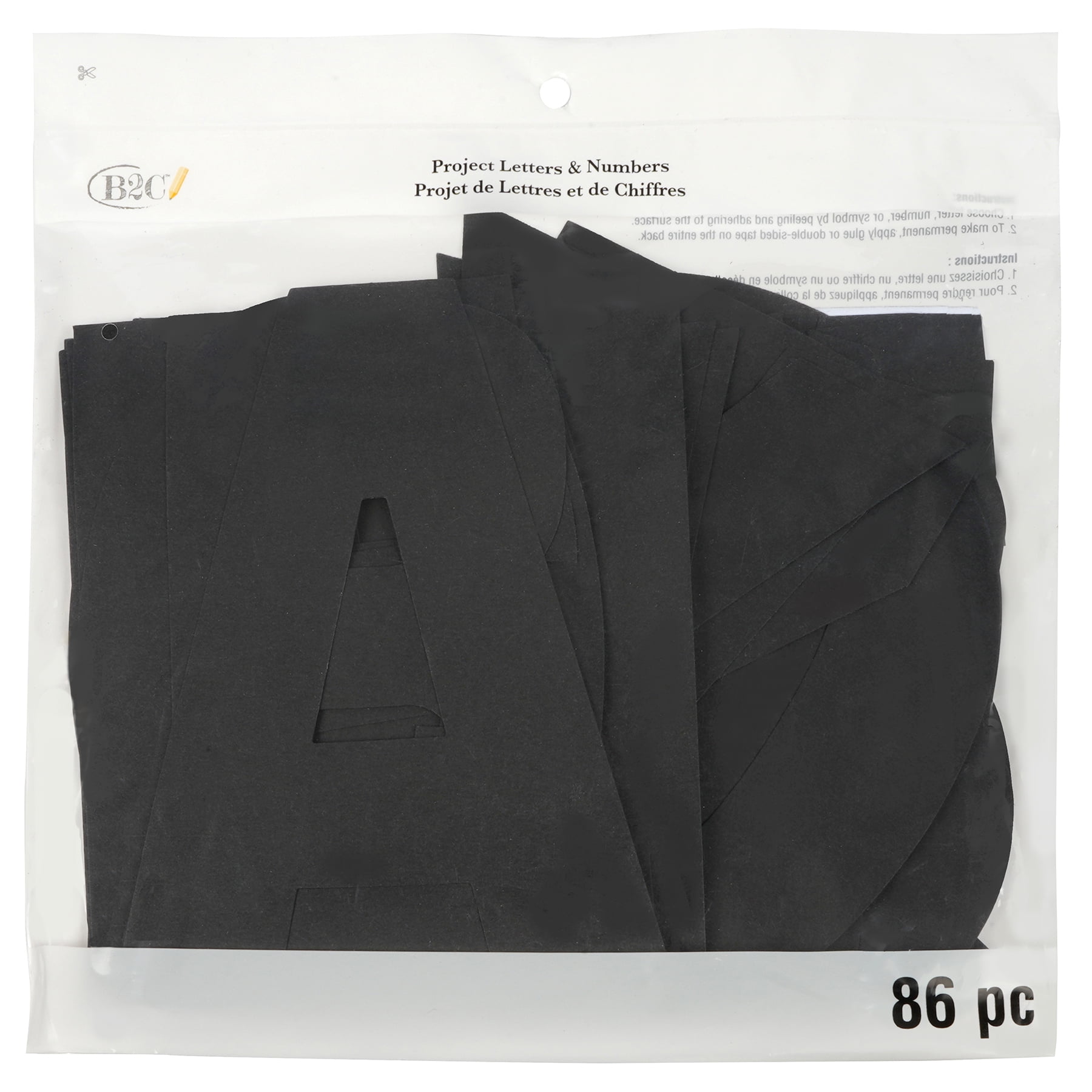7" Black Project Letters - Numbers & Characters by B2C™ - 86 pcs