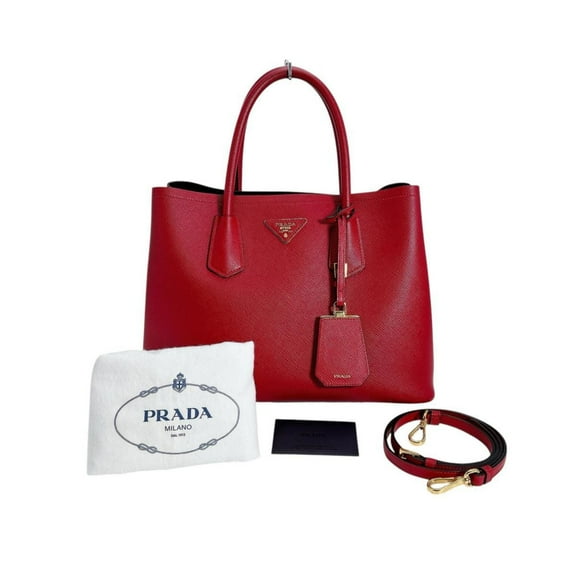 Pre-Owned PRADA Handbag Shoulder Bag Saffiano 2way Cowhide Leather BN2775 Red (Good)