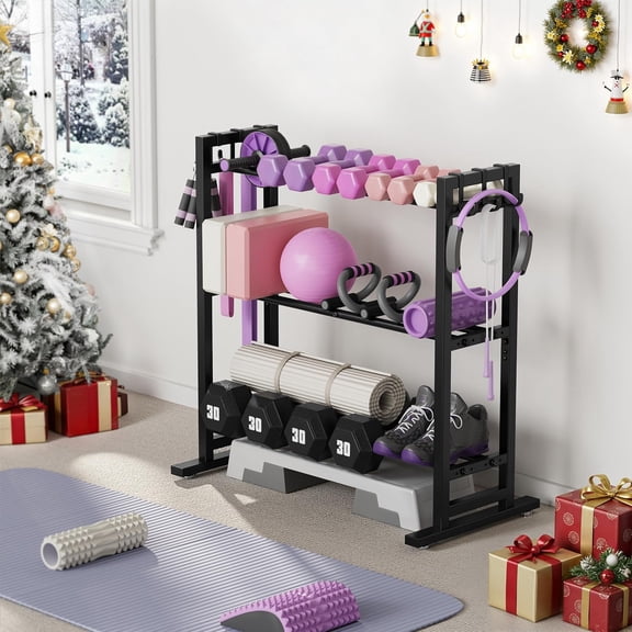 3 Tier Adjustable Dumbbell Rack with Hooks