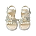 thumbnail image 1 of GiLiling Girls Rhinestone Butterfly Pearl Sandals, Princess Dress Shoes, Adjustable Strap Soft Sole Non Slip Flats for Summer (White, 6-7 Years), 1 of 5