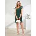 thumbnail image 4 of Summer Dresses for Women V Neck Cap Sleeve Casual Mini Dress Dark Green XL, 4 of 8
