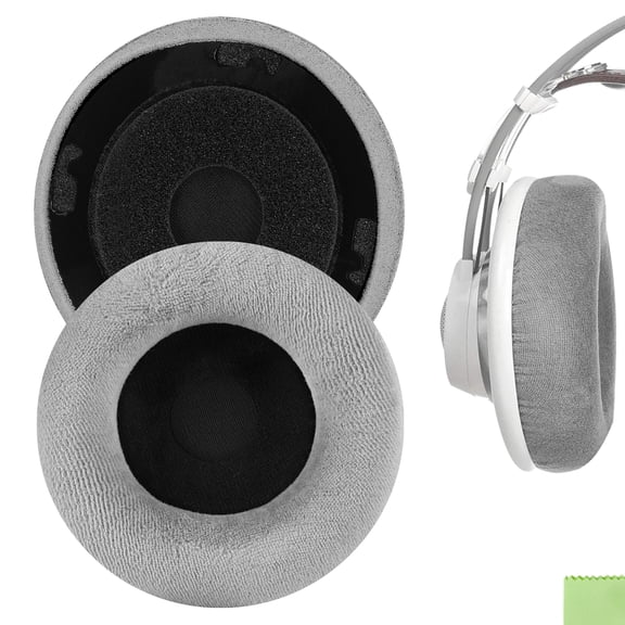 Geekria Comfort Velour Replacement Ear Pads for AKG K701, K702, Q701, Q702, K601, K612, K712 Headphones,  Repair Parts (Grey)