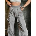 thumbnail image 6 of Biekopu Women's Loose Cargo Pants, Solid Color Elastic Waist Jogger Pants Casual Work Baggy Pants with Pockets, 6 of 7