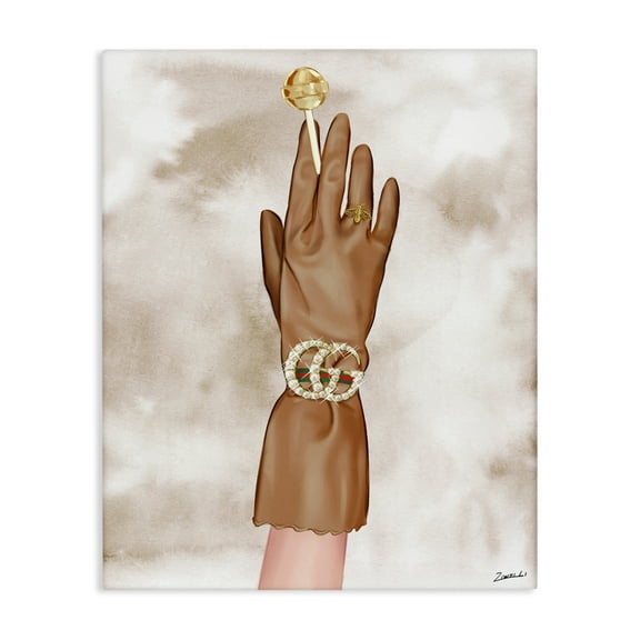 Stupell Industries Tan Glamorous Glove Fashion Painting Wrapped Canvas Art Print Wall Art, 16 x 20