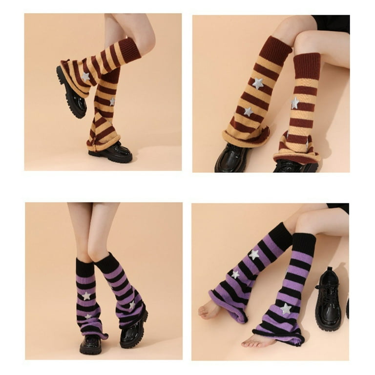 ✪ Womens Star Knit Long Socks Leg Warmers Japanese Harajuku Cute Boot Socks
