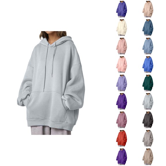 Cute Tops for Women Women's Solid Sweatshirt Women's Hoodies & Sweatshirts Comfortable Thickened Pullover Hoodie With Pockets For Everyday Wear Korean Style Warm Seat Top For Ladies