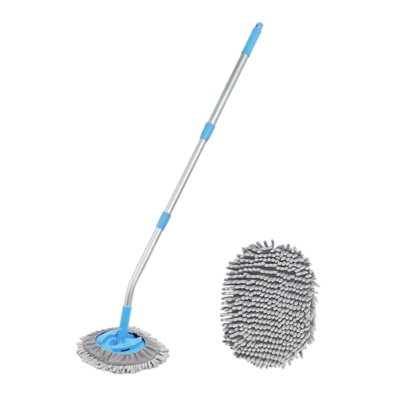 Car Wash Brush Telescoping Car Detailing Mop Long Handle 90° Head 15 Degree Curved Brush Mop for Car SUV