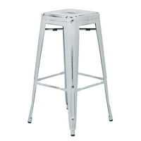 Bristow 30" Antique Metal Bar Stool, Antique White, 4-Pack by Office Star Products